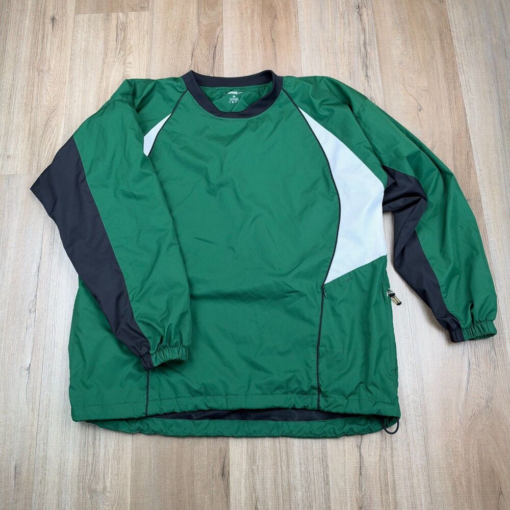 Easton Sports Men's Medium M Green Pull Over Zipper Pockets Windbreaker